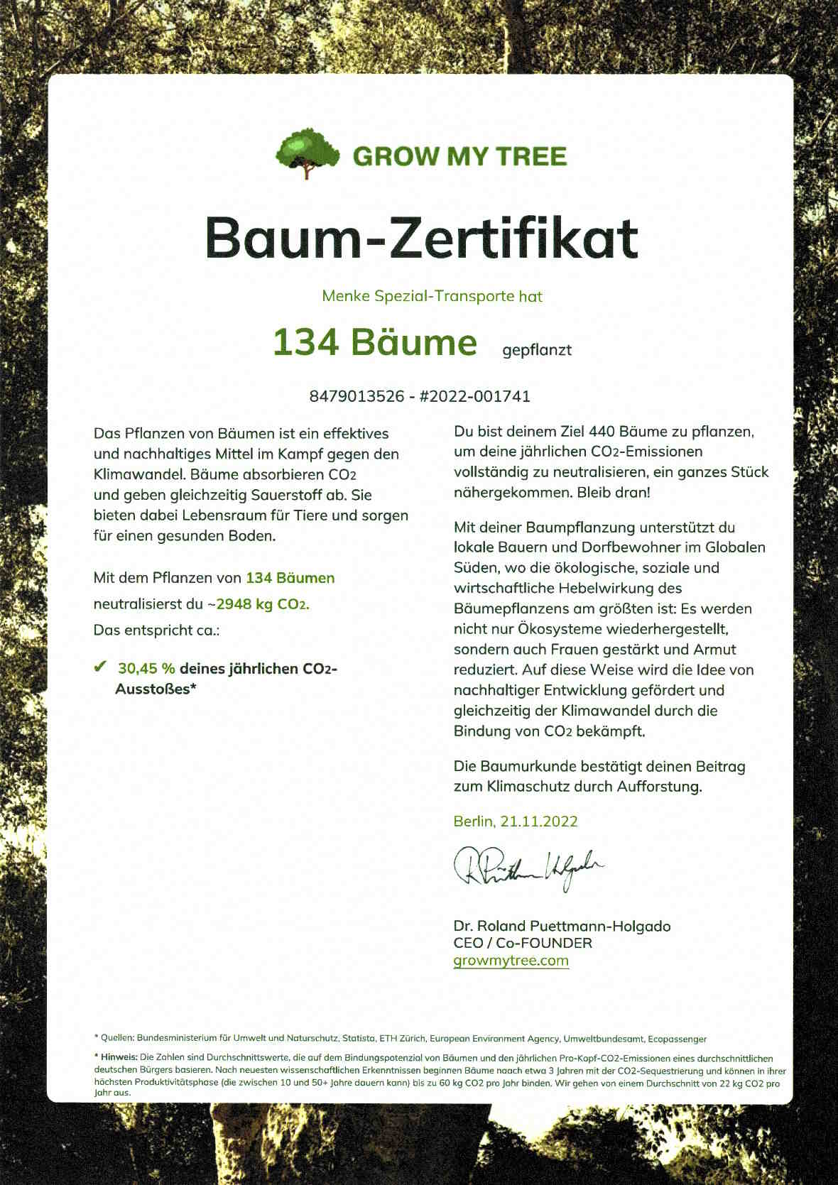 baum zertifikat